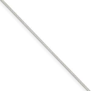 0.85mm Sterling Silver Diamond Cut Round Snake Chain Necklace, 16 Inch